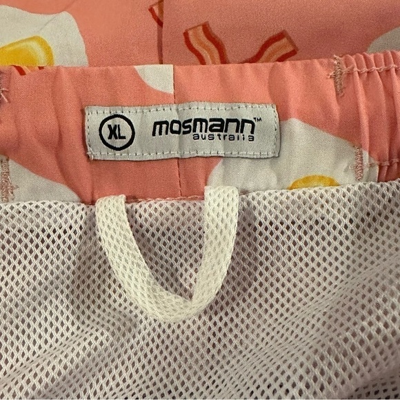 Mosmann Australia Swim Trunks Bacon Eggs Pink X-Large 7” Inseam - Picture 3 of 9